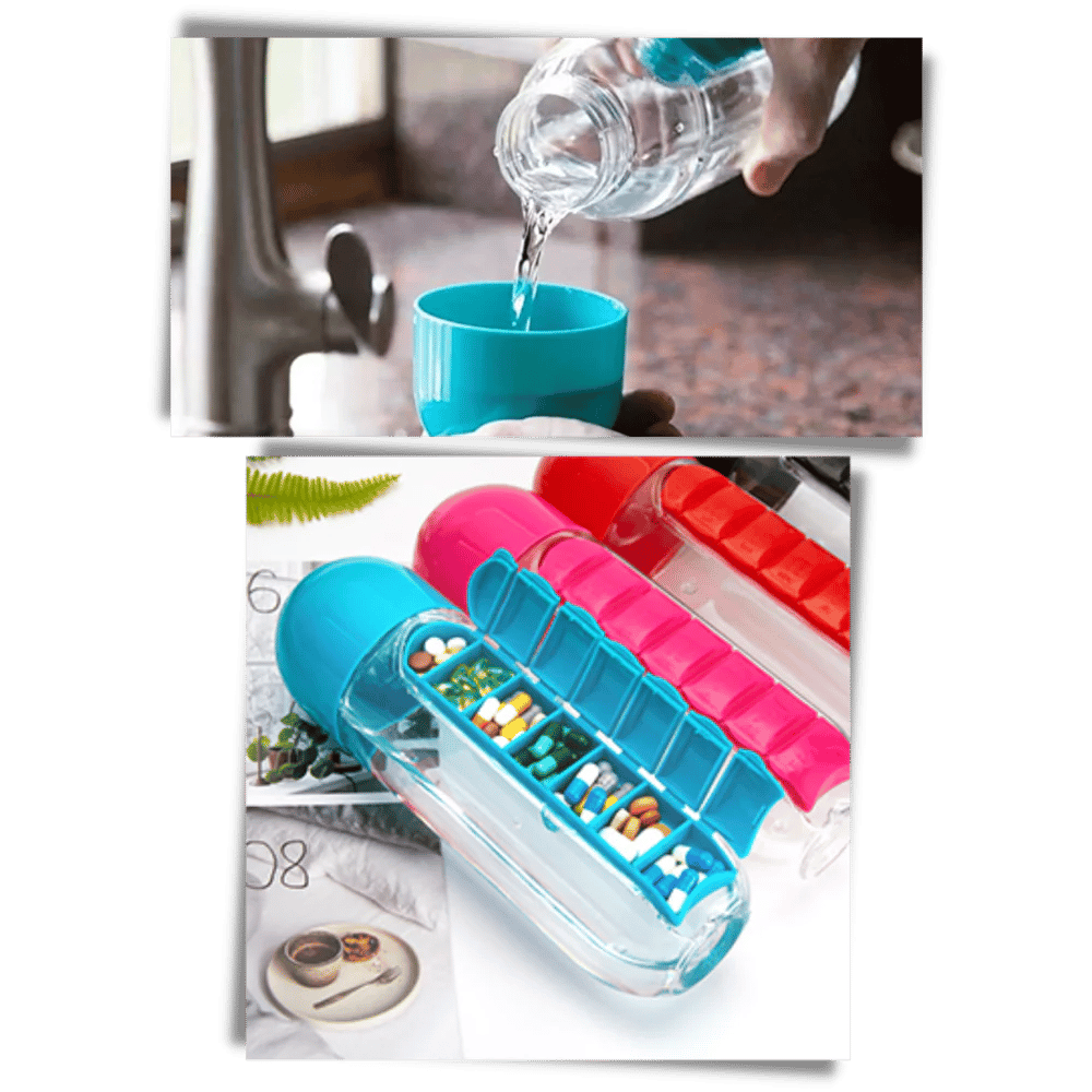 Plastic Water Bottle with Pill Box