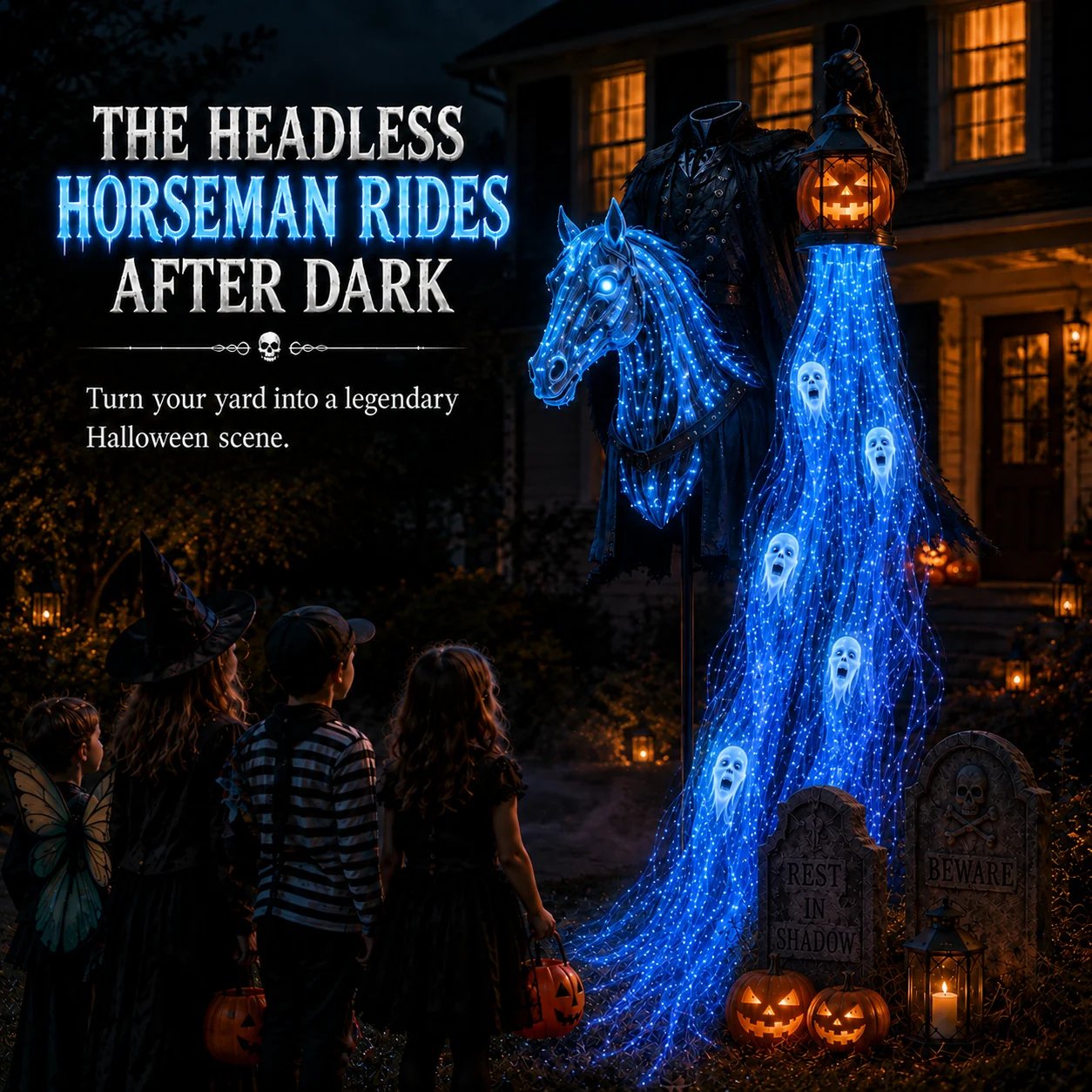 Headless Horseman Halloween garden light