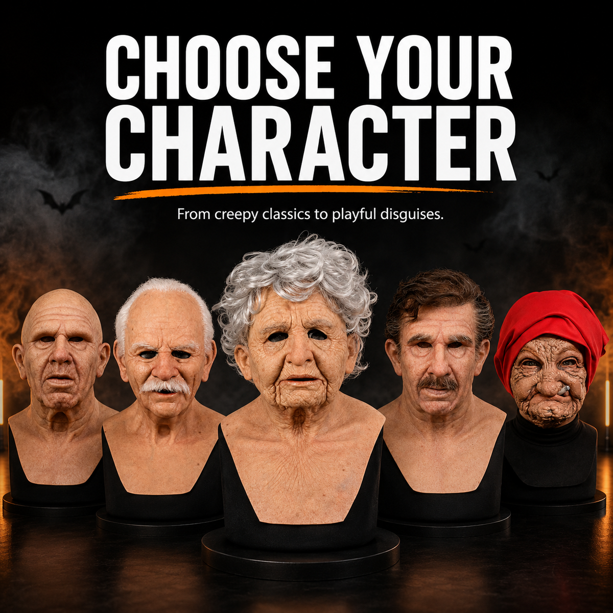 🔥2026 All New Style👻 Realistic Halloween Character Mask Headgear – Full Head & Neck Transformation