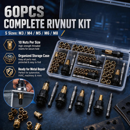 Carbon steel rivet nut set (including M3–M8 sizes)