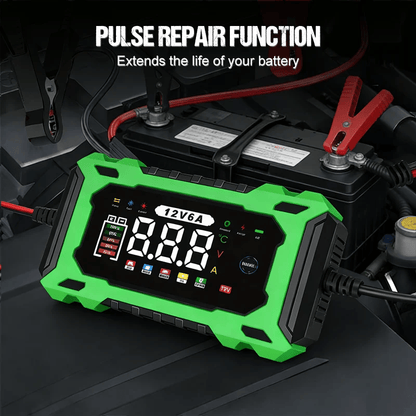 🔥⚡ 12V 6A Automatic Battery Maintainer & Pulse Repairer—For Cars, Motorcycles & SUVs, Auto Maintain & Desulfation