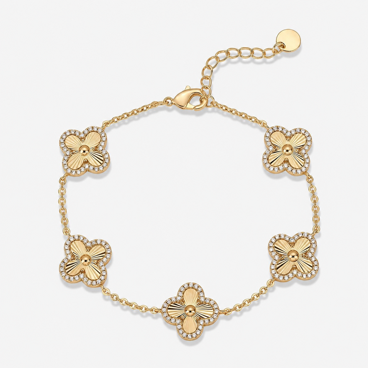 🏅14K Gold-Plated Four-Leaf Clover Bracelet – Lucky Charm Jewelry for Women