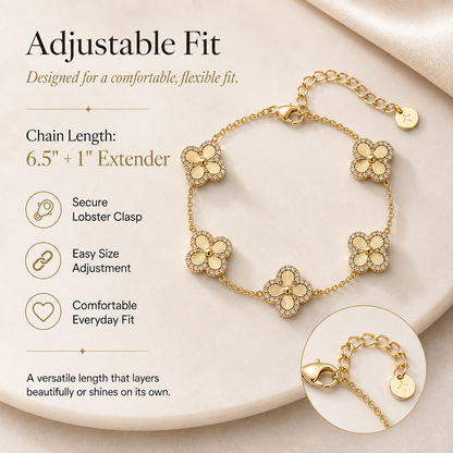 🏅14K Gold-Plated Four-Leaf Clover Bracelet – Lucky Charm Jewelry for Women