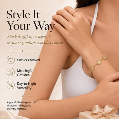 🏅14K Gold-Plated Four-Leaf Clover Bracelet – Lucky Charm Jewelry for Women
