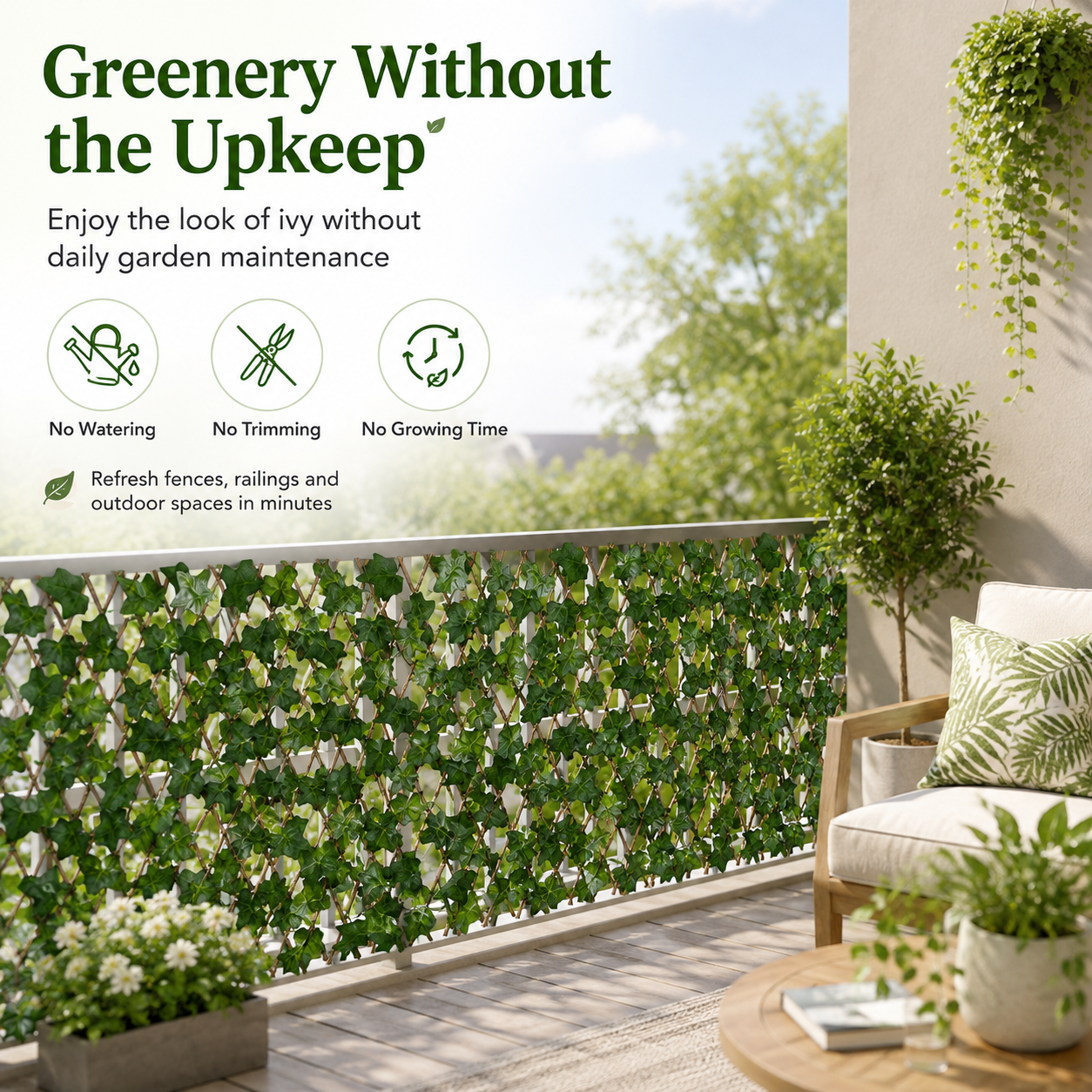 🏡 Hide Ugly Fences & Add Privacy Fast – Expandable Faux Ivy Screen 🌿