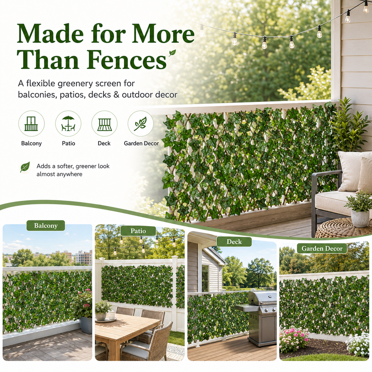 🏡 Hide Ugly Fences & Add Privacy Fast – Expandable Faux Ivy Screen 🌿
