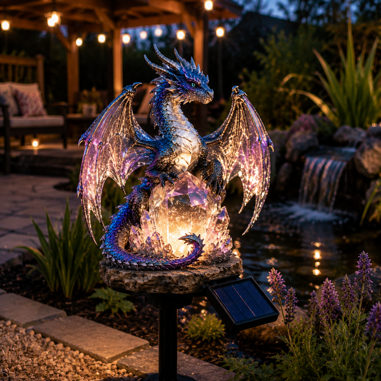 🏅2026 Best Selling Solar Garden Lights 🐉 Amethyst Crystal Dragon – Solar Dragon Crystal Garden Light✨️