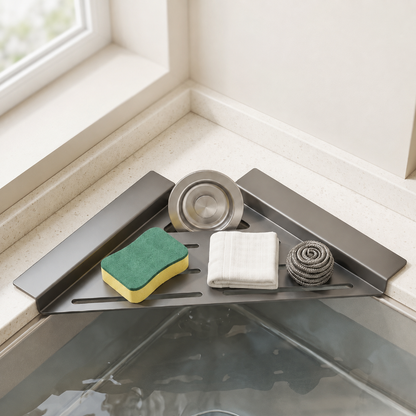 🔥Stainless Steel Corner Sink Drain Rack | Kitchen Organizer🏠