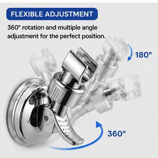 🌎Ends Today: 70% OFF!🔥2pcs Adjustable Shower Head Holders Removable Suction Cup Shower Head Bracket No Drill Shower Head Bracket