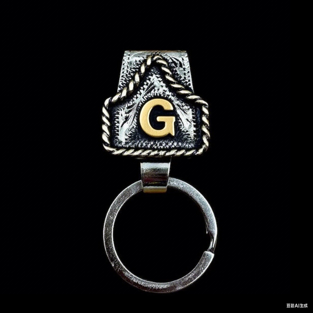 Vintage Brass Initial Cow Tag Keychain