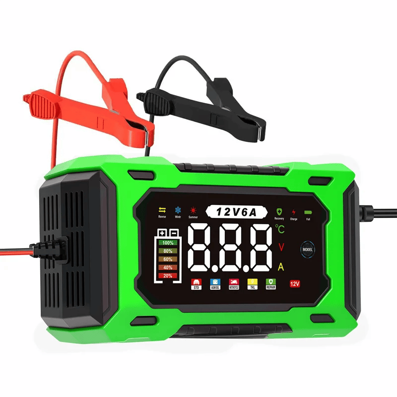 🔥⚡ 12V 6A Automatic Battery Maintainer & Pulse Repairer—For Cars, Motorcycles & SUVs, Auto Maintain & Desulfation