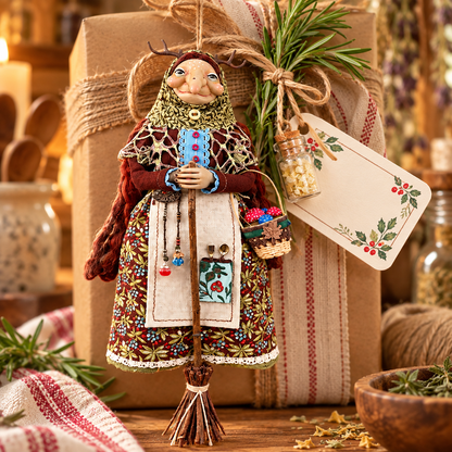 🧙‍♀️✨ Handmade Kitchen Witch Doll – Whimsical Home & Kitchen Decor