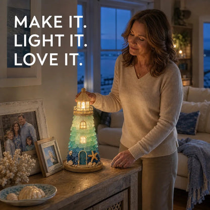 💥 LAST DAY 49% OFF - 💙 DIY Sea Glass Lighthouse Kit – Light-Up Coastal Craft & Handmade Home Decor