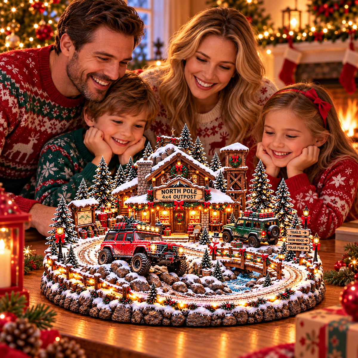 🚗🎄 Christmas Classic Gas Station Village –4 Holiday Vehicle Scenes