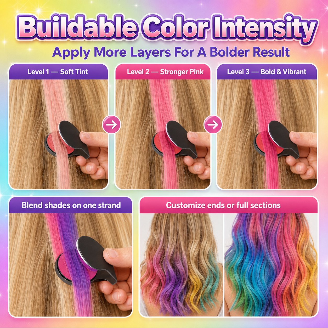 🏅🔥Last Day 50% OFF - 🌈12-Color Temporary Hair Chalk Applicator Set