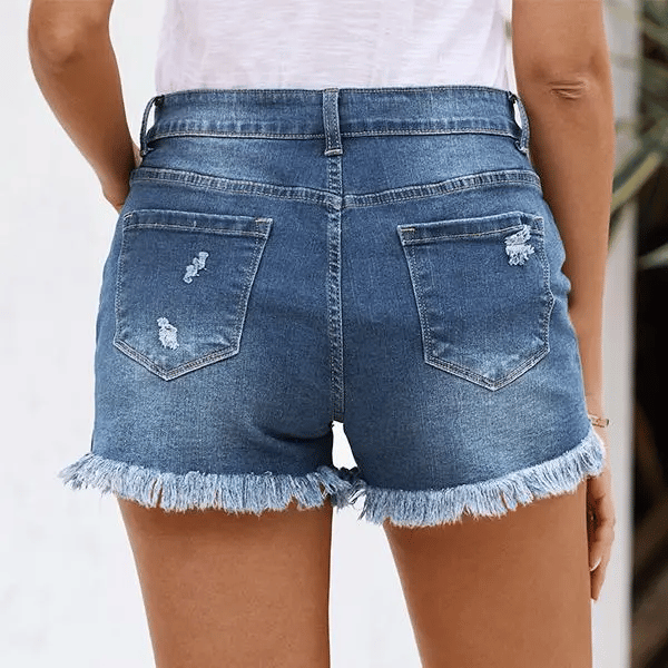 Women's Casual Mid Rise Denim Shorts Stretch Ripped Raw Hem Jean Shorts – Stylish & Comfortable Women's Fashion