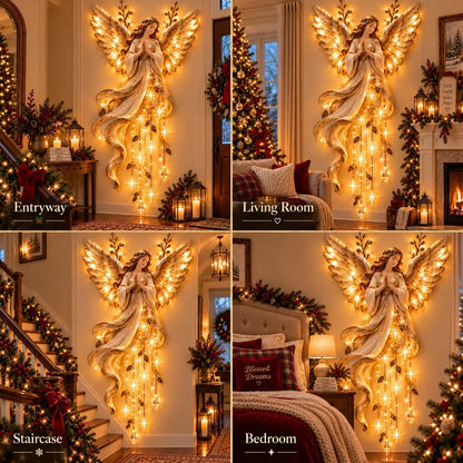 ✨Last Day 49% OFF✨Guardian Angel Starfall – Lighted Faith & Blessing Christmas Wall Decor✨