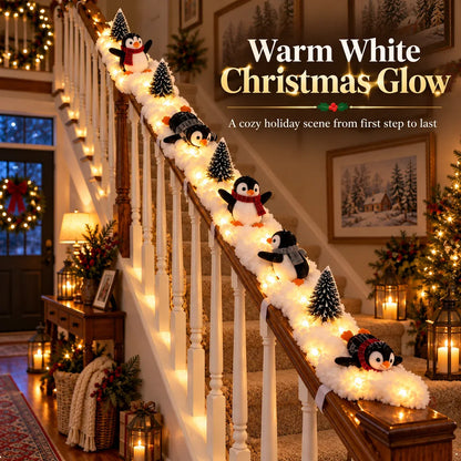 🔥playful Penguin Snowy Stair Railing Decor