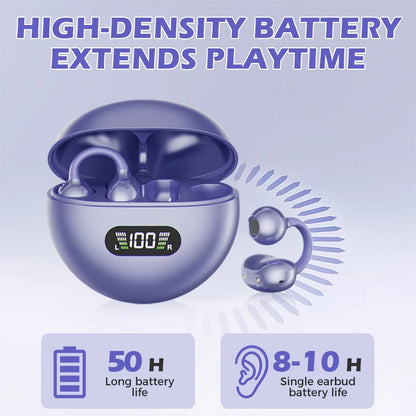 🥳2026 HOT SALE🥳💞50K+ SOLD! 🎧👂 50% OFF! Open-Ear Clip-On Bluetooth Earbuds – all-day comfort, immersive sound, leakage control, 8-10h battery, touch control. No ear pain! 🔋💪