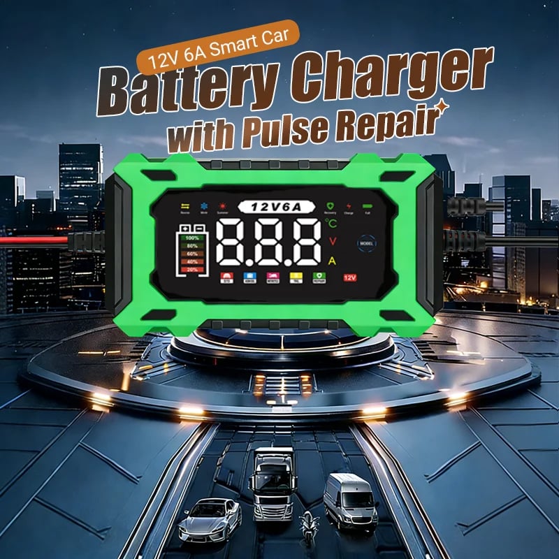 🔥⚡ 12V 6A Automatic Battery Maintainer & Pulse Repairer—For Cars, Motorcycles & SUVs, Auto Maintain & Desulfation