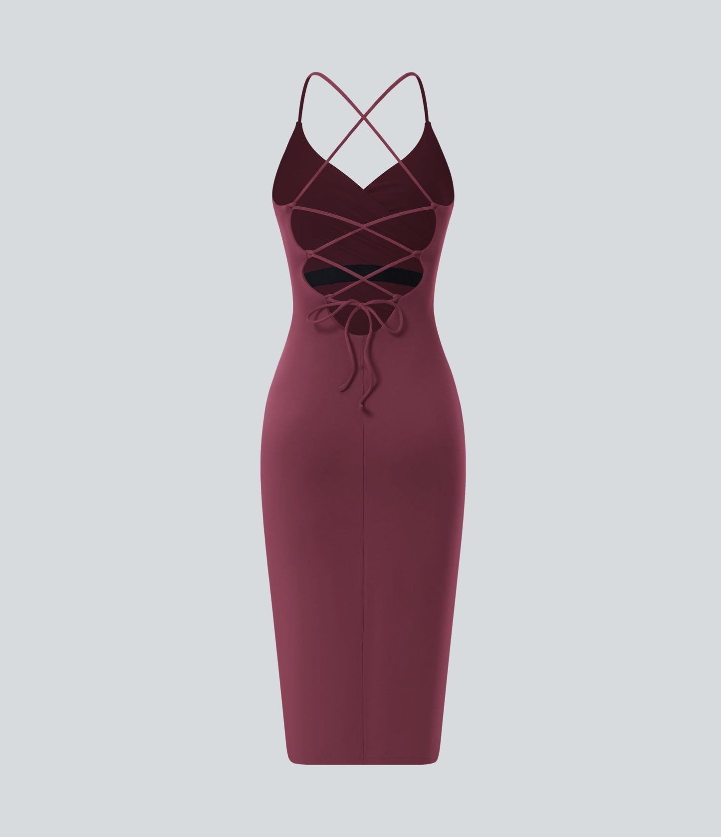 Crossover Ruched Lace Up Bodycon Cool Touch Dress-UPF50+