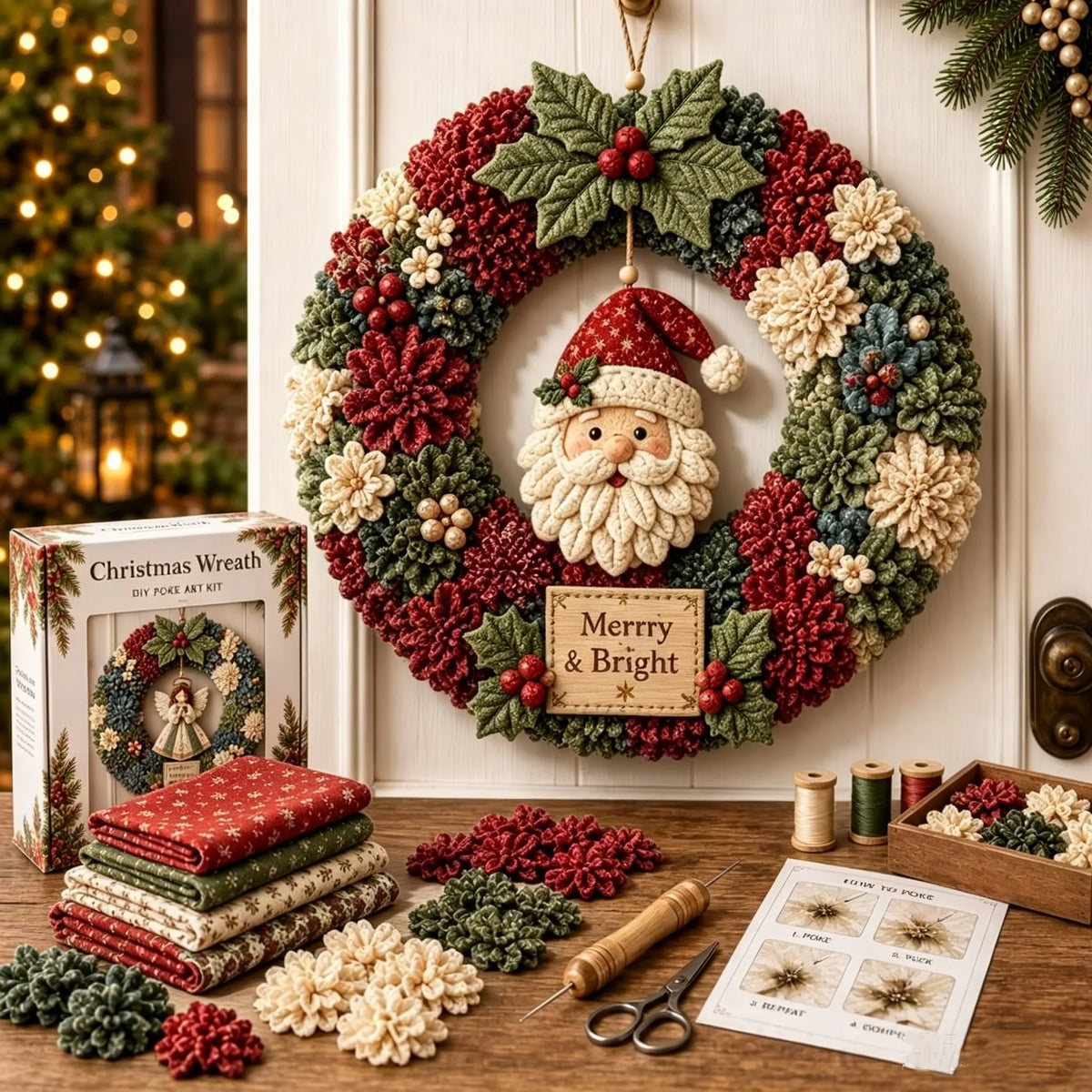 🎄 ✨ Make A Christmas Wreath You'll Be Proud To Display ❤️ 3D Fabric Poke DIY Kit With Tutorial & Guide Included