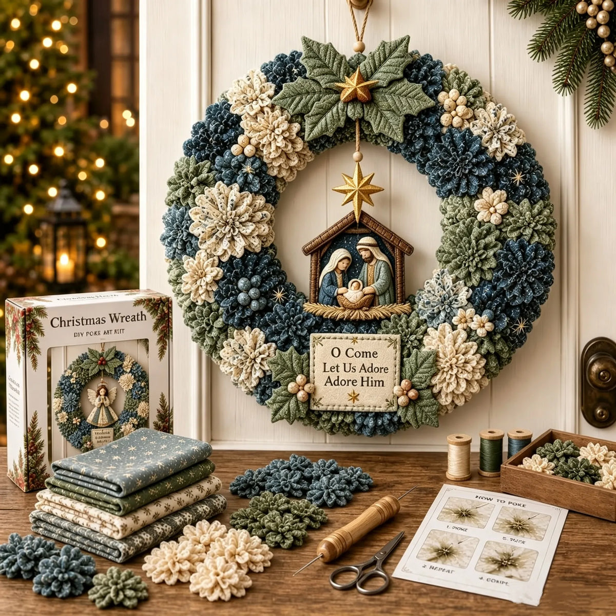 🎄 ✨ Make A Christmas Wreath You'll Be Proud To Display ❤️ 3D Fabric Poke DIY Kit With Tutorial & Guide Included