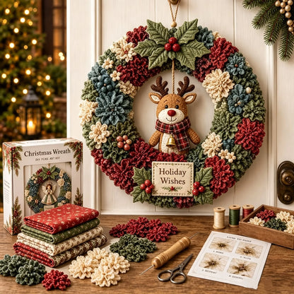 🎄 ✨ Make A Christmas Wreath You'll Be Proud To Display ❤️ 3D Fabric Poke DIY Kit With Tutorial & Guide Included