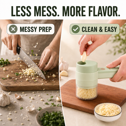 🌎Ends Today: 70% OFF!🔥🧄 4-in-1 Handheld Electric Chopper: Slice, Mince, Peel & Auto-Clean!