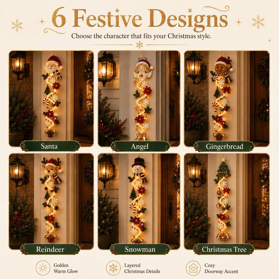 ⏳ Last Day 50% OFF – 🎄 Glowing Christmas Door Hanger | 6 Festive Lighted Designs with Warm Glow & Dimensional Details ✨