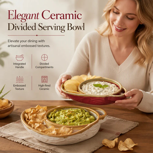 ⏳🔥LIMITED-TIME 50% OFF! ⏰🍲Retro Ceramic Divided Baking Dish – Vintage Style, Dual Compartments & Elegant Dining for Every Occasion ❤️