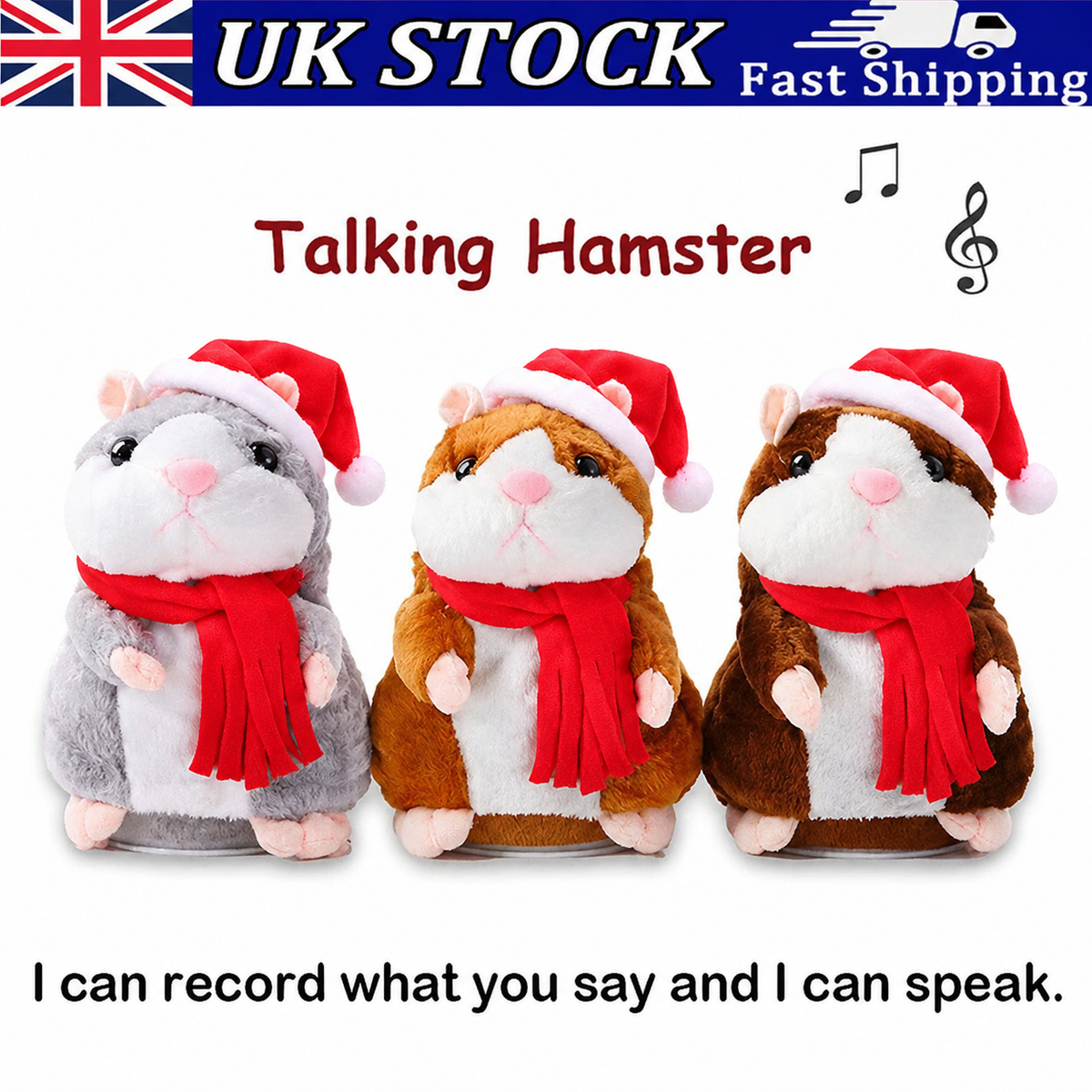 🐹 Last Day Special Price ✨Talking Hamster Plush – repeats whatever you say, auto head-shaking, hilarious fun for kids & adults.🎁