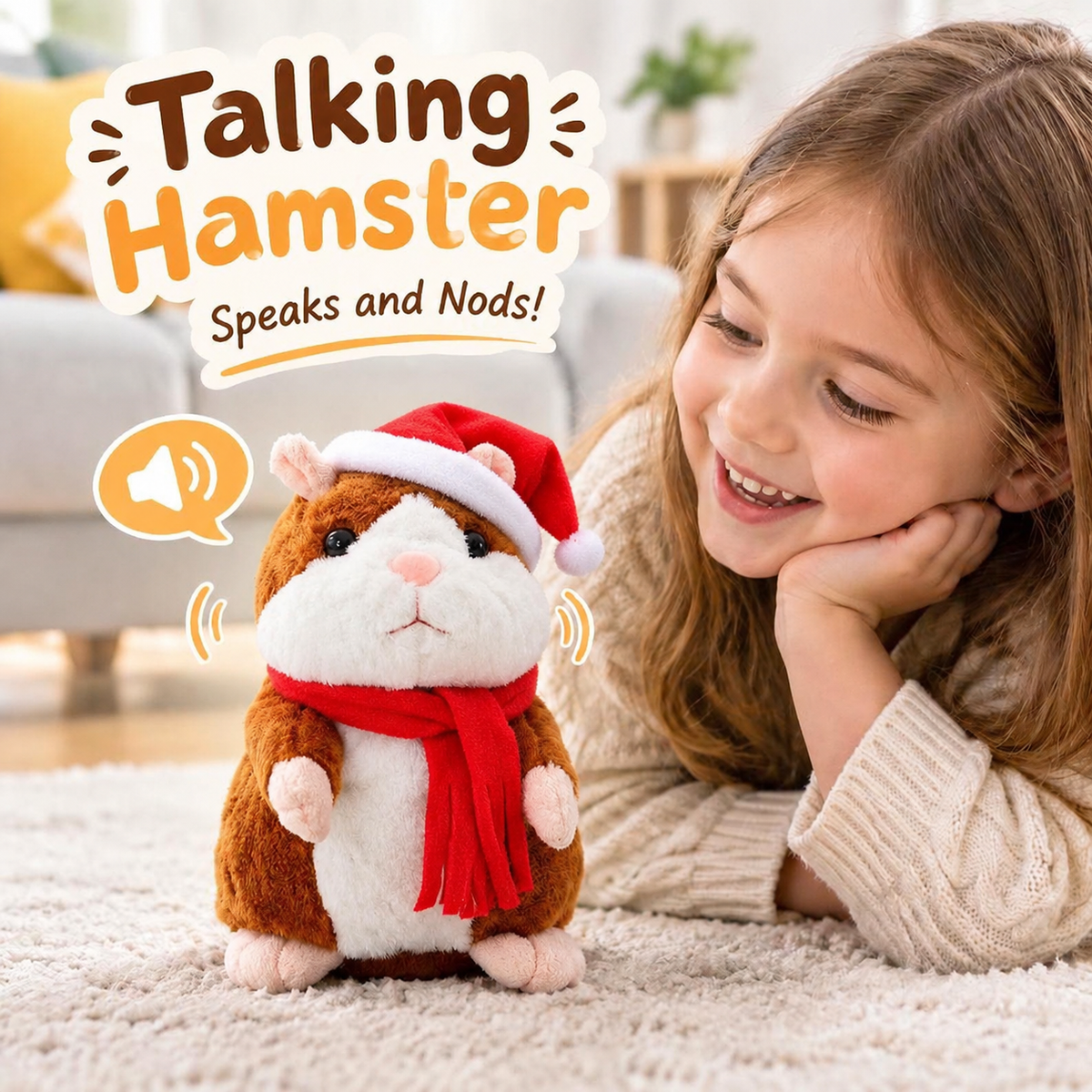 🐹 Last Day Special Price ✨Talking Hamster Plush – repeats whatever you say, auto head-shaking, hilarious fun for kids & adults.🎁