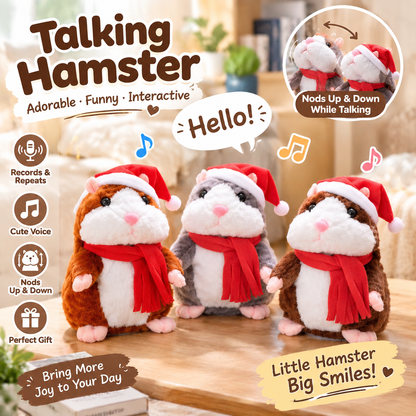 🐹 Last Day Special Price ✨Talking Hamster Plush – repeats whatever you say, auto head-shaking, hilarious fun for kids & adults.🎁