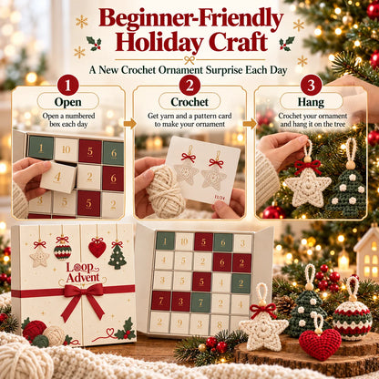 🎄 24-Day Crochet Christmas Advent Calendar™ – 24 Surprise DIY Ornament Kits to Make & Hang 🧶