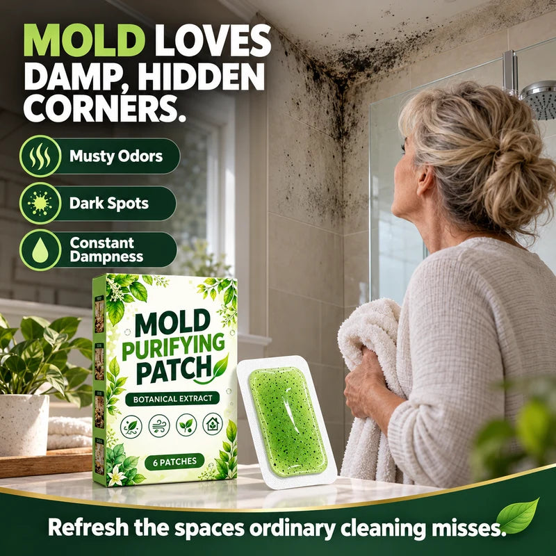 🧪50% OFF NOW! 6Pcs Mold Purifying Patches – Botanical Mildew Removal Pads, Long Lasting Mold Inhibitor for Bathroom, Kitchen, Wall Corners & Damp Hidden Spots
