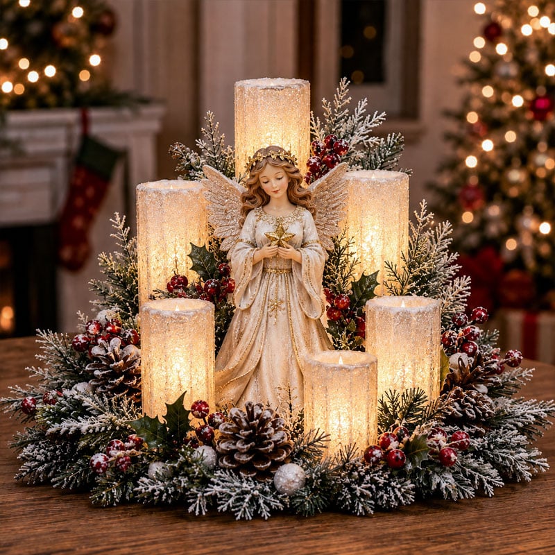 ✨Christmas Lighted Centerpiece with Flameless Candle Glow🎄