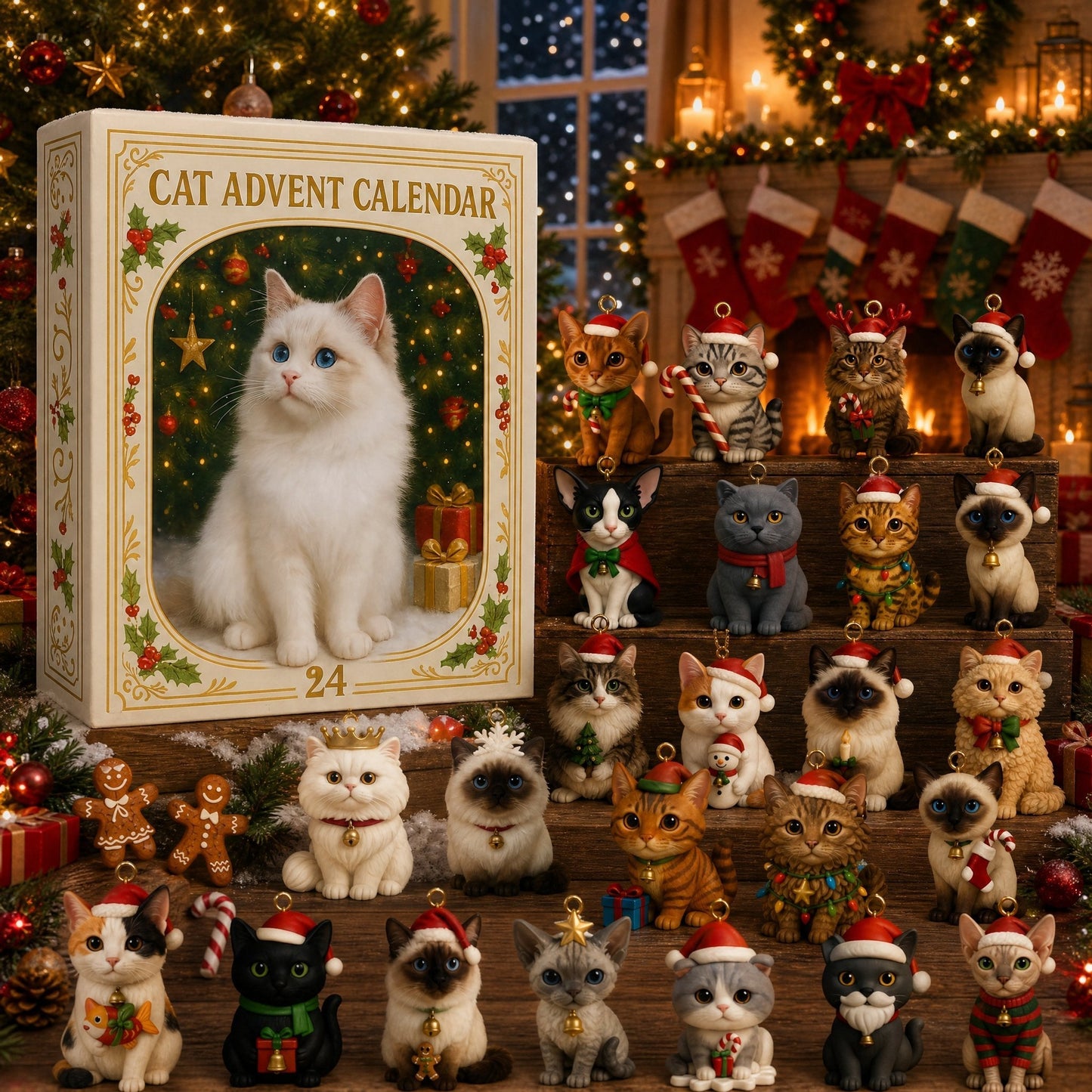 🌎Ends Today: 70% OFF!🔥Advent Calendar 2026 Cat Advent Calendar Gift for Adults Friends Cat Owners and Lovers Christmas Holiday Countdown Gift 24 Designs Cats Charm Christmas Tree Ornament