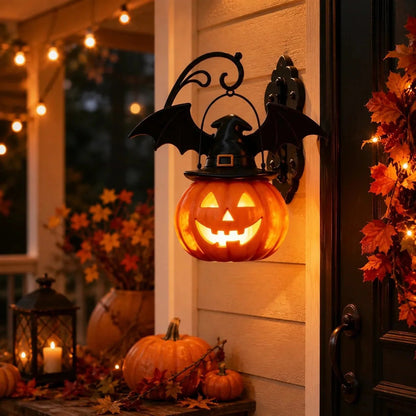 🔥50% OFF 🎃🦇 Bat Hat Pumpkin Wall Lamp – Halloween Decor