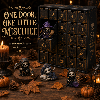 ✈️Last Day 50% OFF✨🔥Last Day 50% OFF-💀24 DAYS OF GRIM REAPER MISCHIEF|A Tiny Reaper Awaits Behind Every Door👻