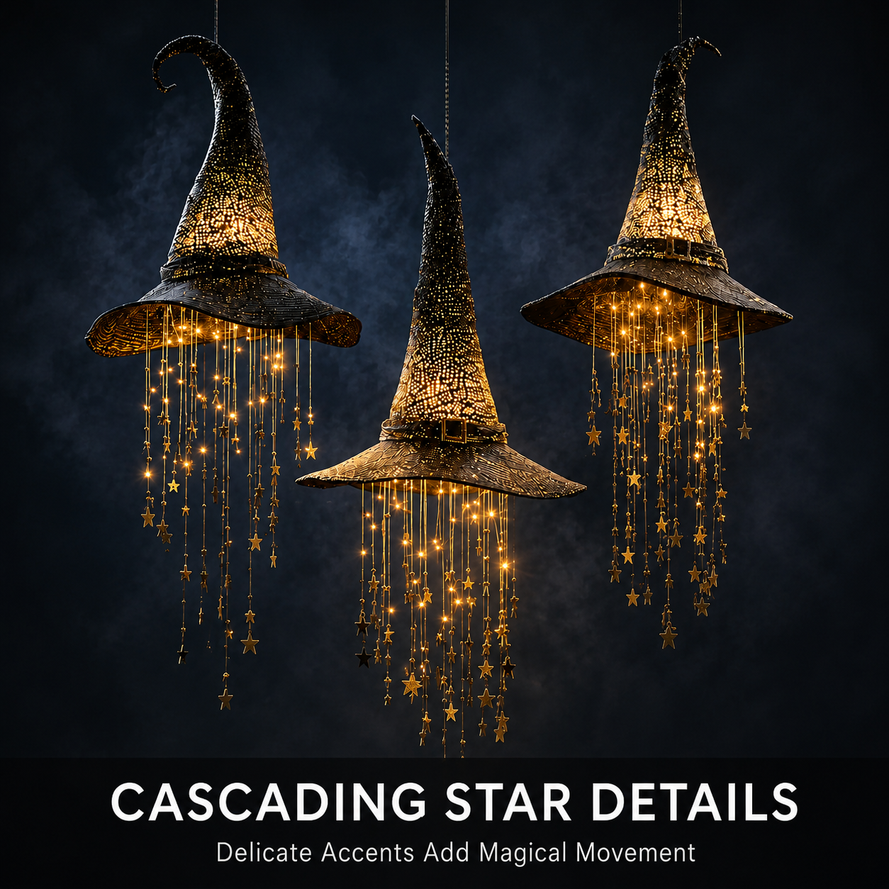 🧙‍♀️ Lighted Witch Hat Hanging Chime – Glowing Halloween Porch Decor ✨