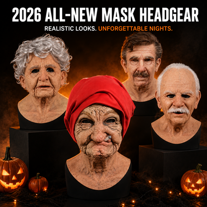 🔥2026 All New Style👻 Realistic Halloween Character Mask Headgear – Full Head & Neck Transformation