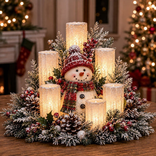 ✨Christmas Lighted Centerpiece with Flameless Candle Glow🎄
