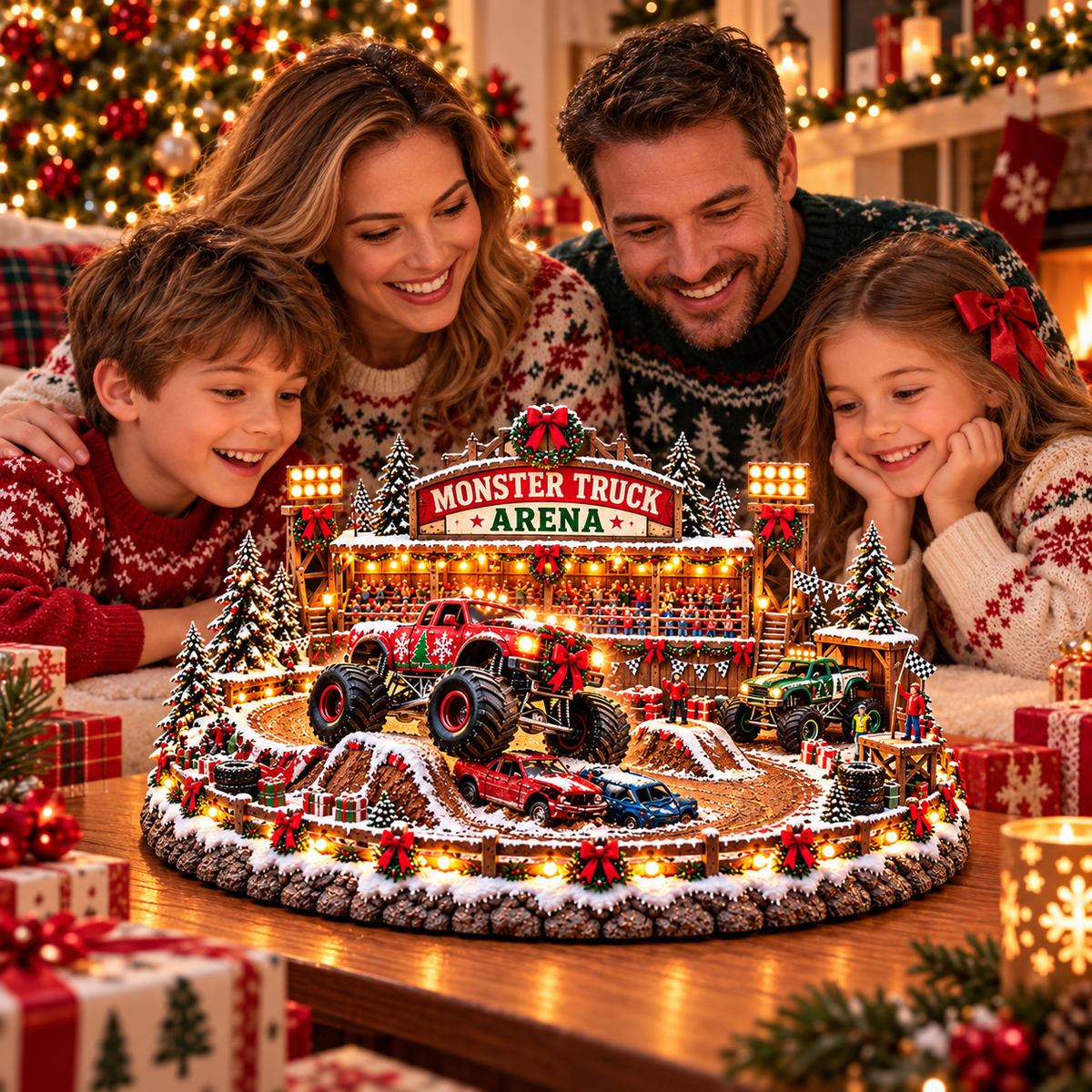 🚗🎄 Christmas Classic Gas Station Village –4 Holiday Vehicle Scenes