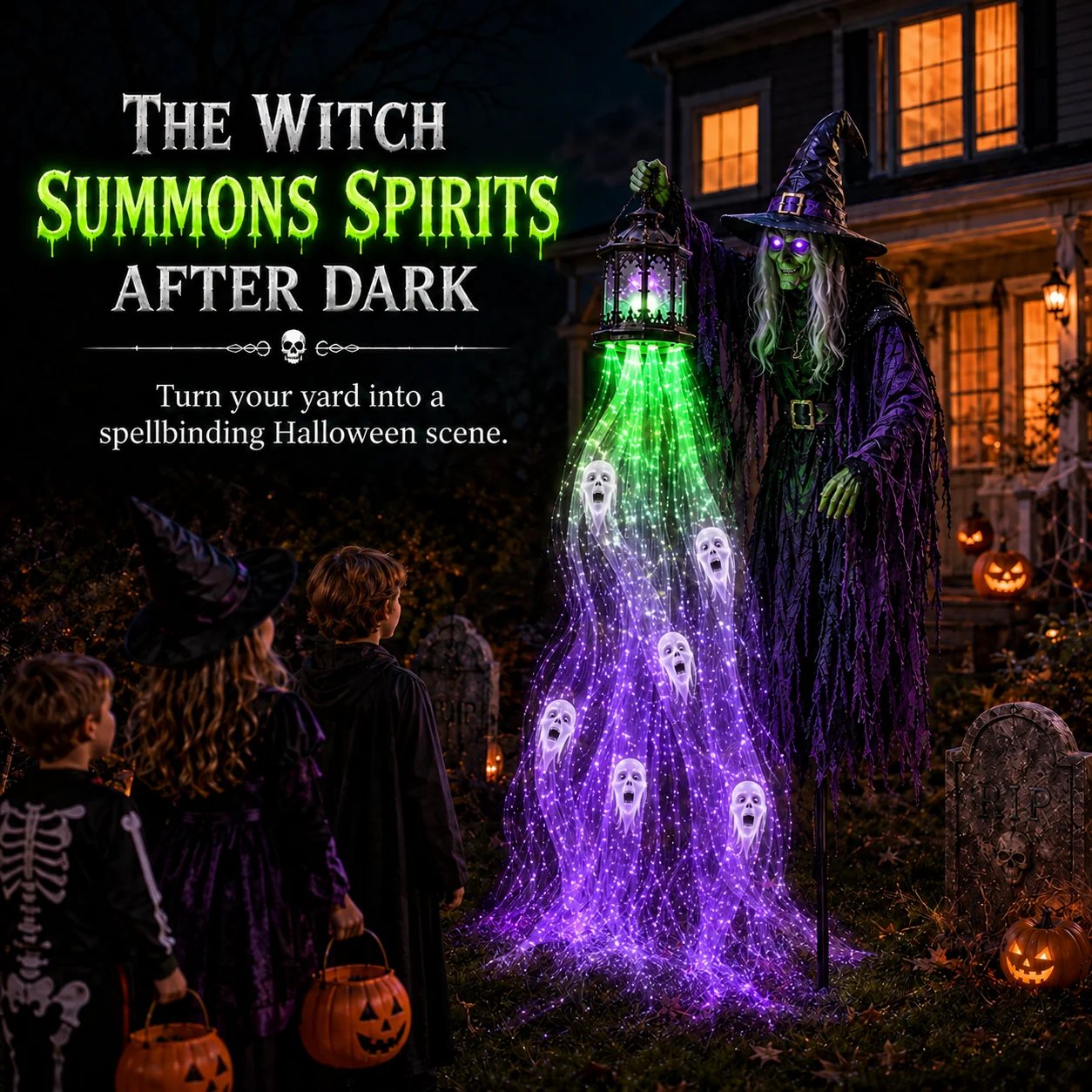 Witch Halloween garden light