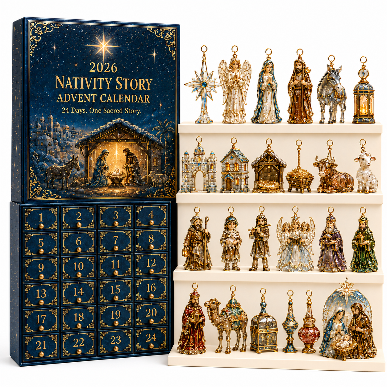 ✨⏰Limited Anniversary Edition 49% OFF｜2026 Advent Calendar: The Coming of Jesus, Religious Christmas Countdown Decor