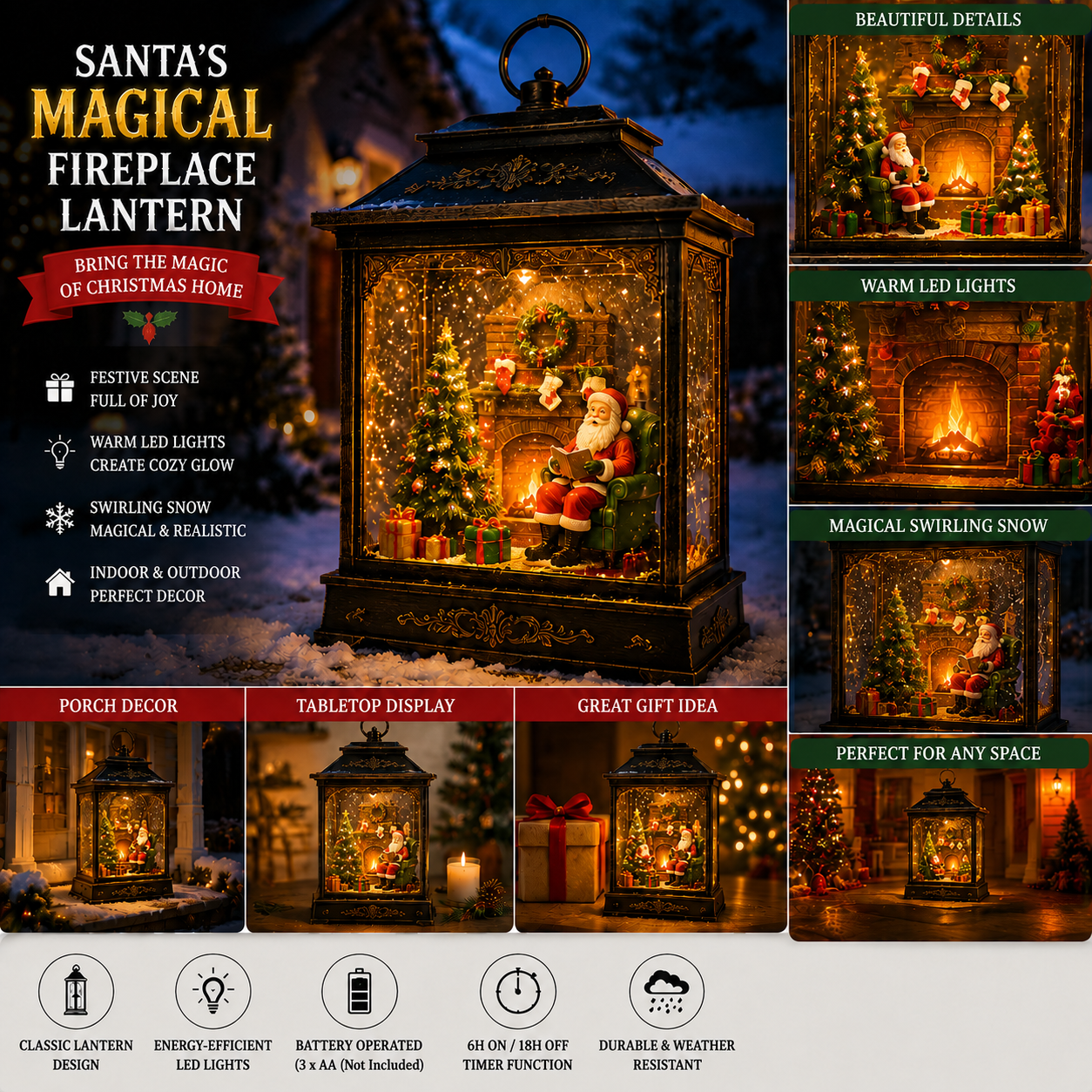 🌎Ends Today: 70% OFF!🔥🎅 Santa’s Magical Fireplace Lantern-🎄 Bring the Magic of Christmas Home