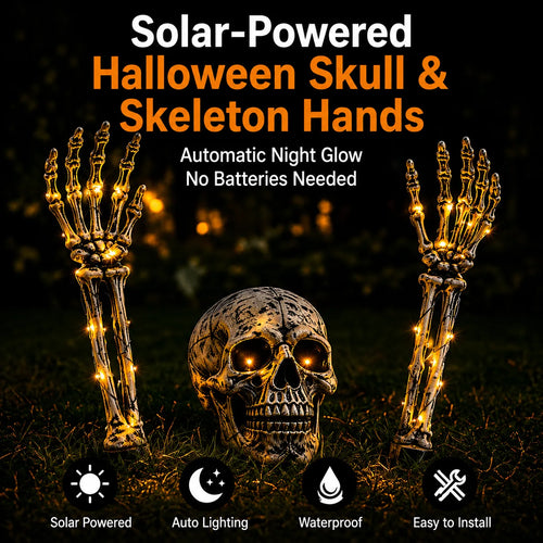 👻 Halloween Solar Skull & Skeleton Hands – The Creepiest Yard Decoration of 2026