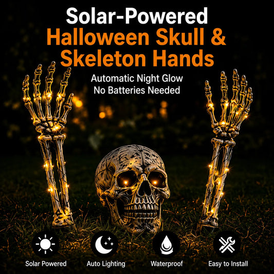 👻 Halloween Solar Skull & Skeleton Hands – The Creepiest Yard Decoration of 2026
