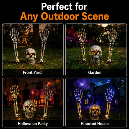 👻 Halloween Solar Skull & Skeleton Hands – The Creepiest Yard Decoration of 2026